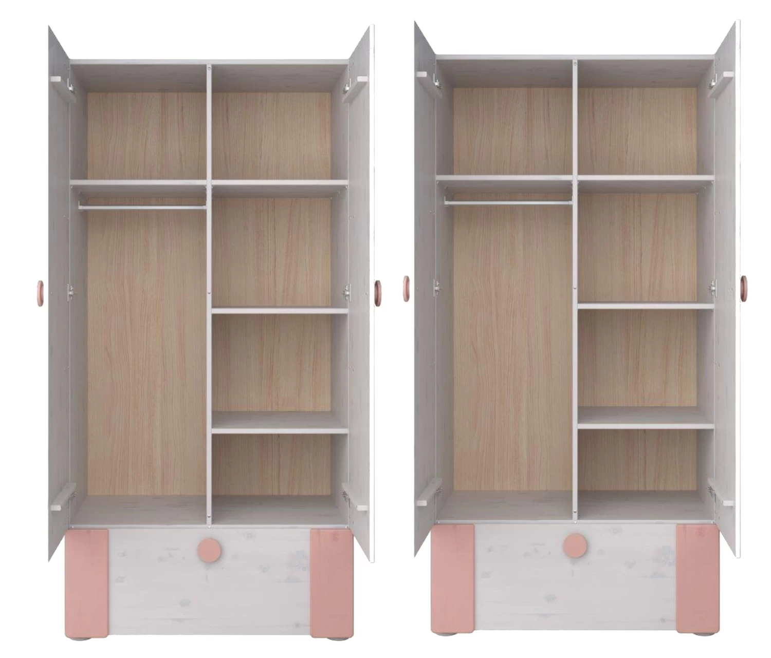 4-trg Kiefer Kleiderschrank (B)200 X (H)202 X (T)58cm In Weiß Rosa – Bild 3