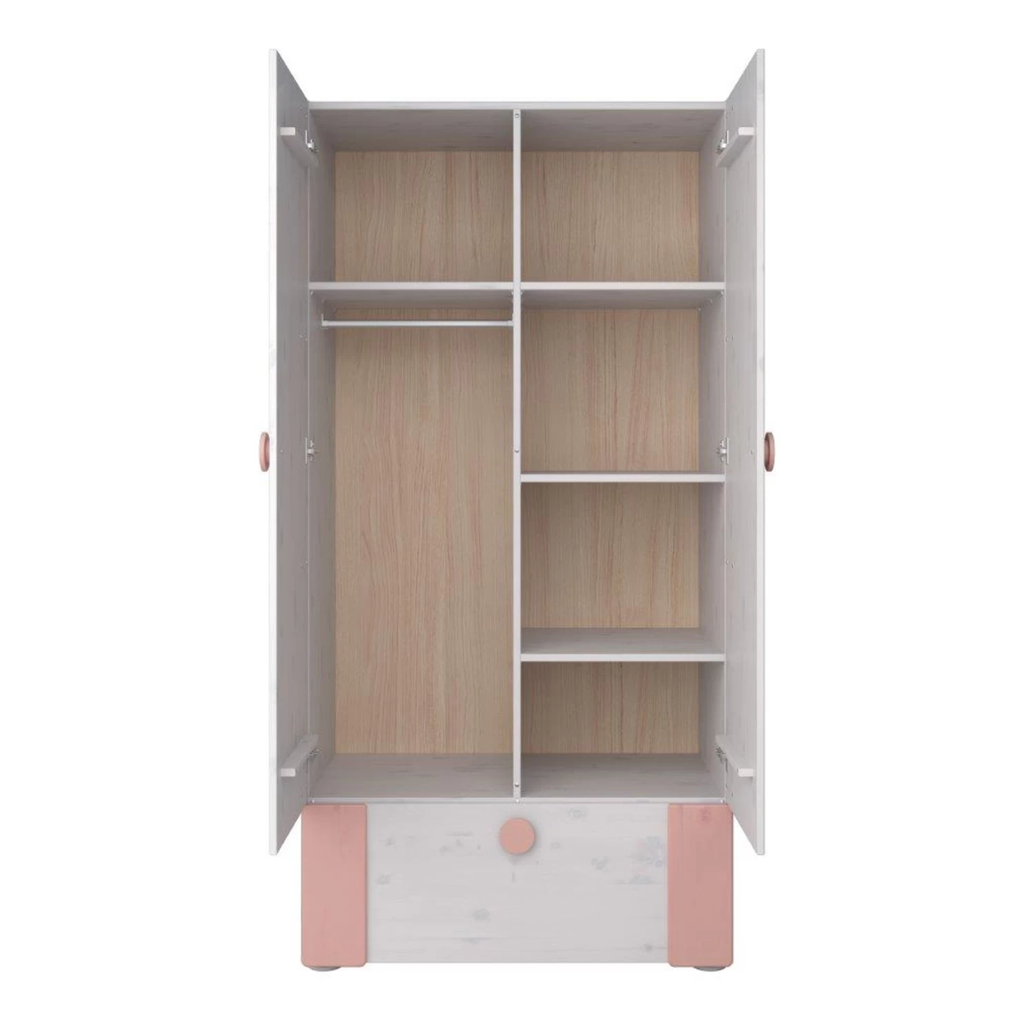 4-trg Kiefer Kleiderschrank (B)200 X (H)202 X (T)58cm In Weiß Rosa – Bild 7