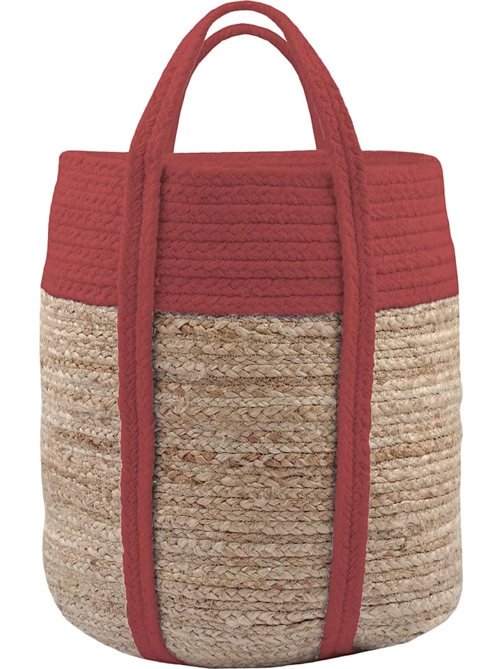 Aufbewahrungskorb "Palawan" In Natur/ Rot - (H)35 X Ø 30 Cm