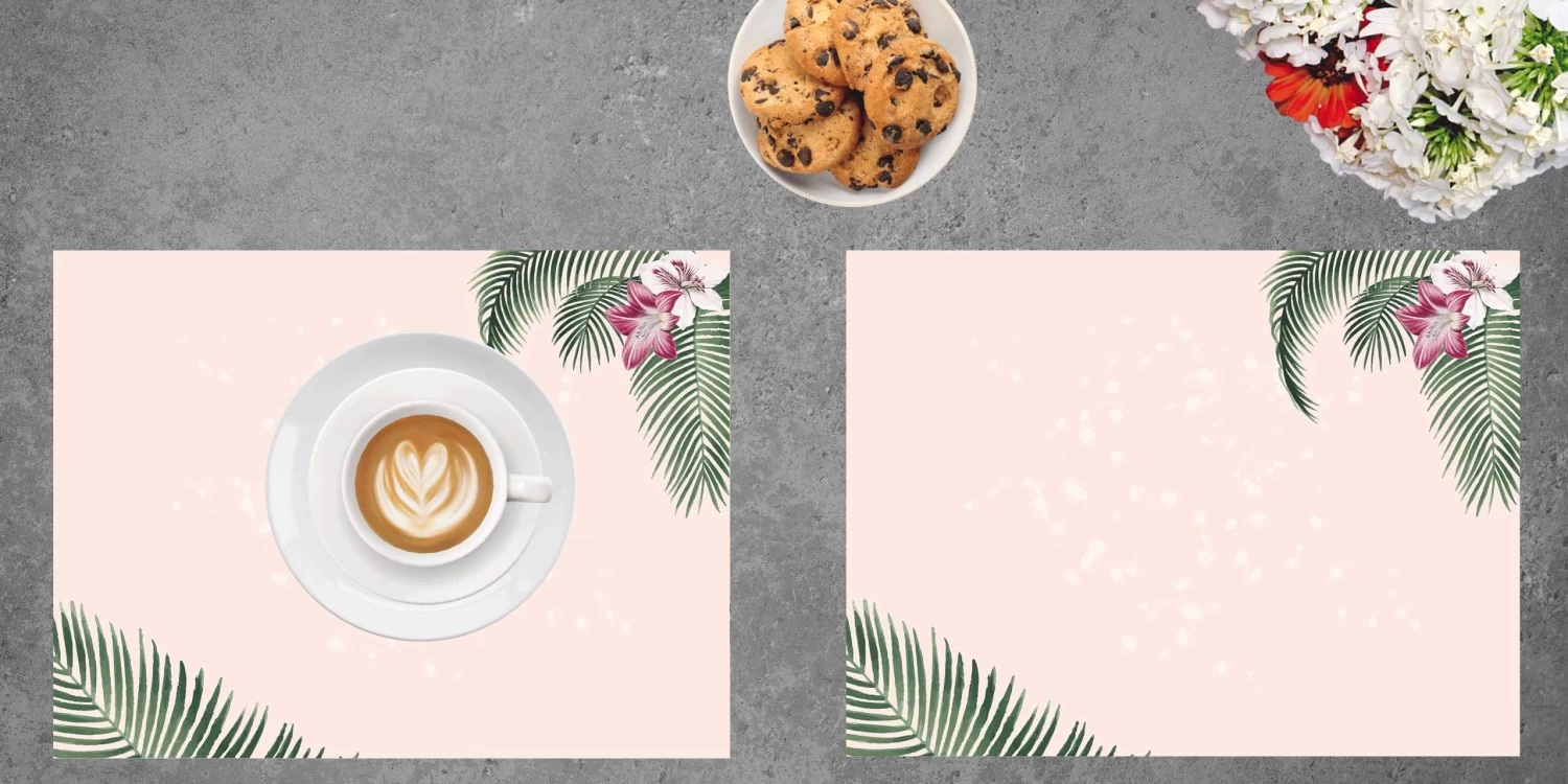 Tischsets I Platzsets "Hibiskus Mit Palmenblätter" (L)30 X (B)40 – Bild 2