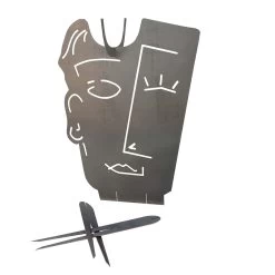 Gartenstecker Abstraktes Gesicht Mann Mit Pflanzschalenhalter In Silber