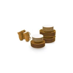 VTwonen 36tlg. Set Geschirr"Set/36 Dinnerware Matt" In Braun/ Weiß