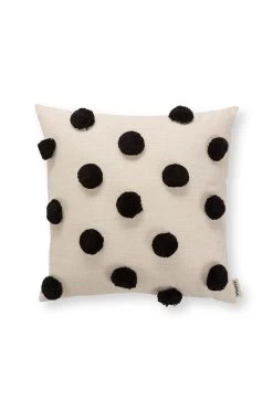 VTwonen Kissen "Square Pompom " In Schwarz - (L) 45 X (B) 45 Cm