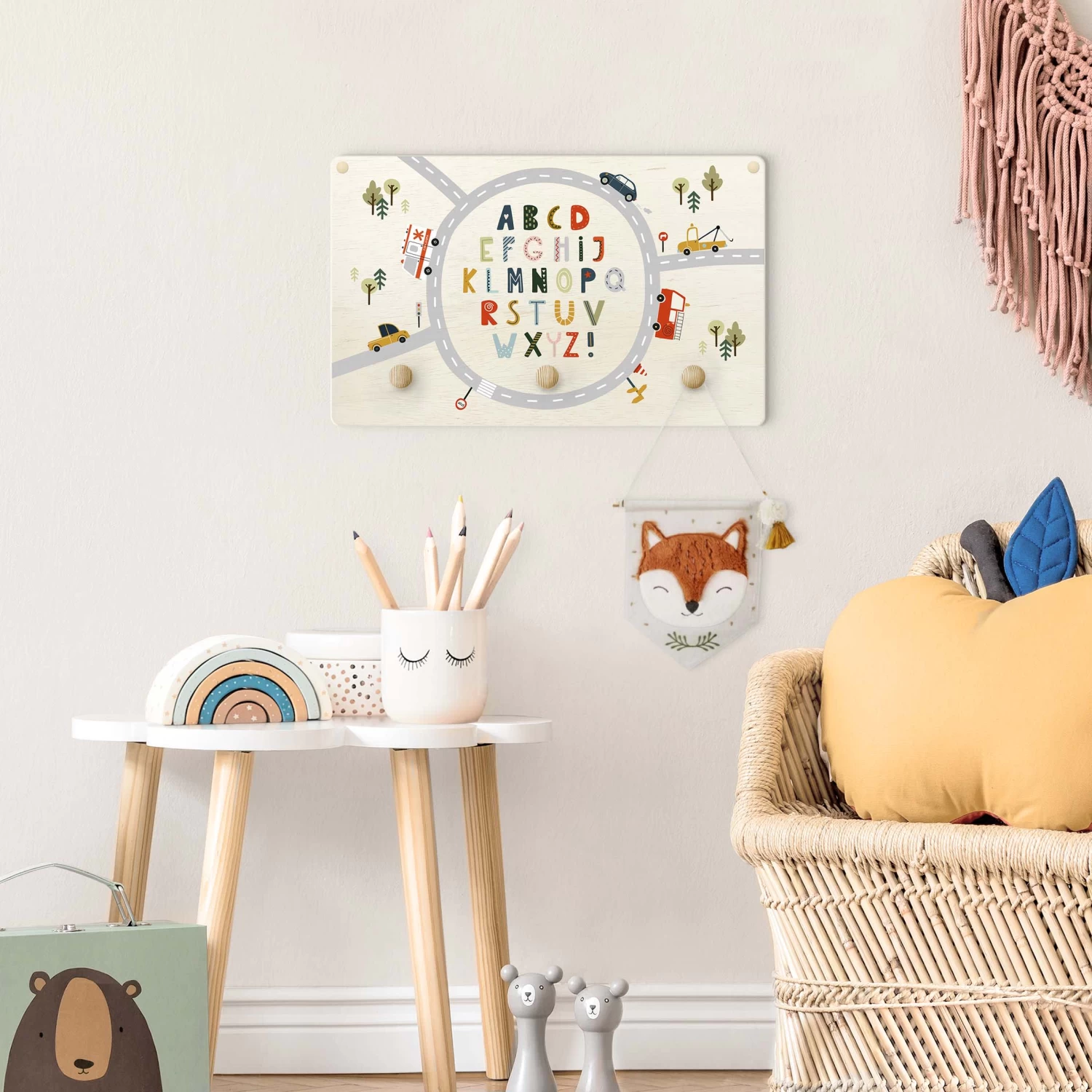 Kindergarderobe Holz - Buntes Alphabet Im Kreisverkehr In Bunt – Bild 3