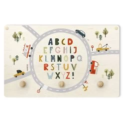 Kindergarderobe Holz - Buntes Alphabet Im Kreisverkehr In Bunt