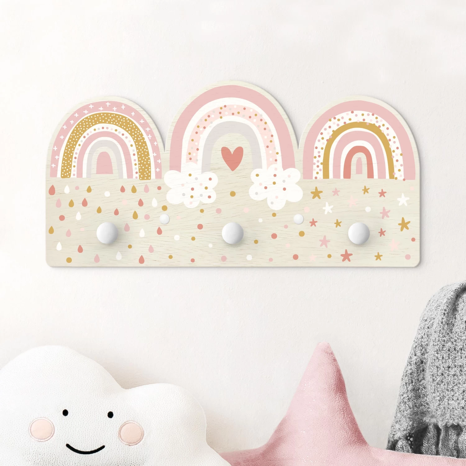 Kindergarderobe Holz - Regenbögen Rosa Mix In Rosa – Bild 2