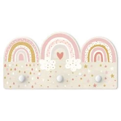 Kindergarderobe Holz - Regenbögen Rosa Mix In Rosa