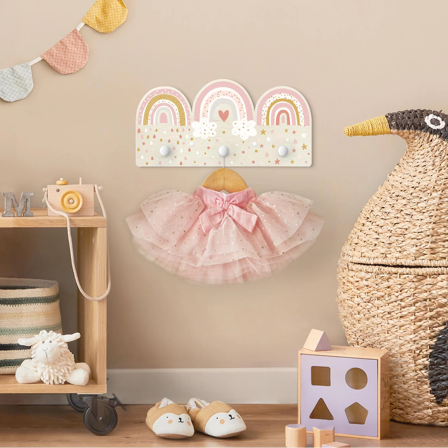 Kindergarderobe Holz - Regenbögen Rosa Mix In Rosa – Bild 4