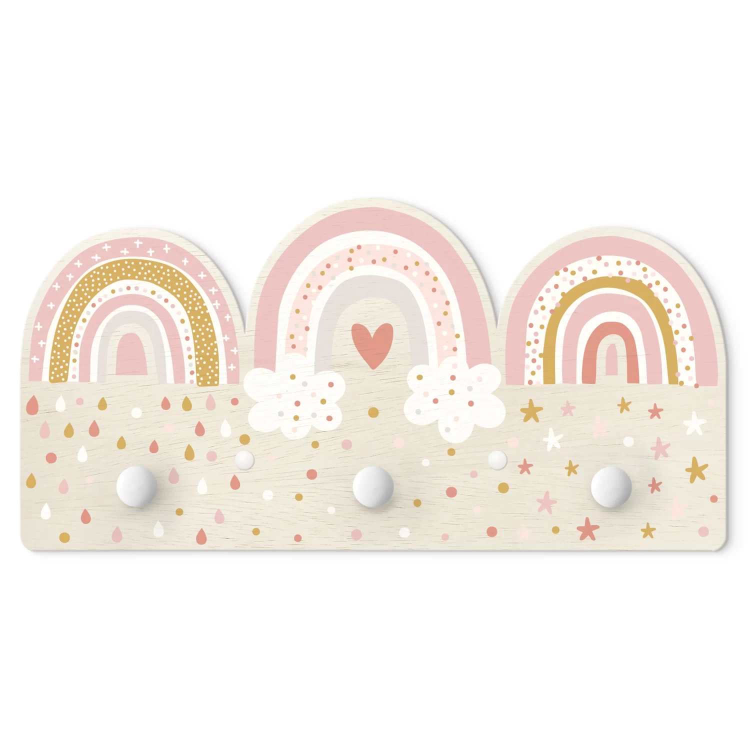 Kindergarderobe Holz - Regenbögen Rosa Mix In Rosa