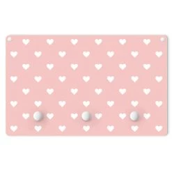 Kindergarderobe Holz - Weiße Herzen Auf Rosa In Rosa