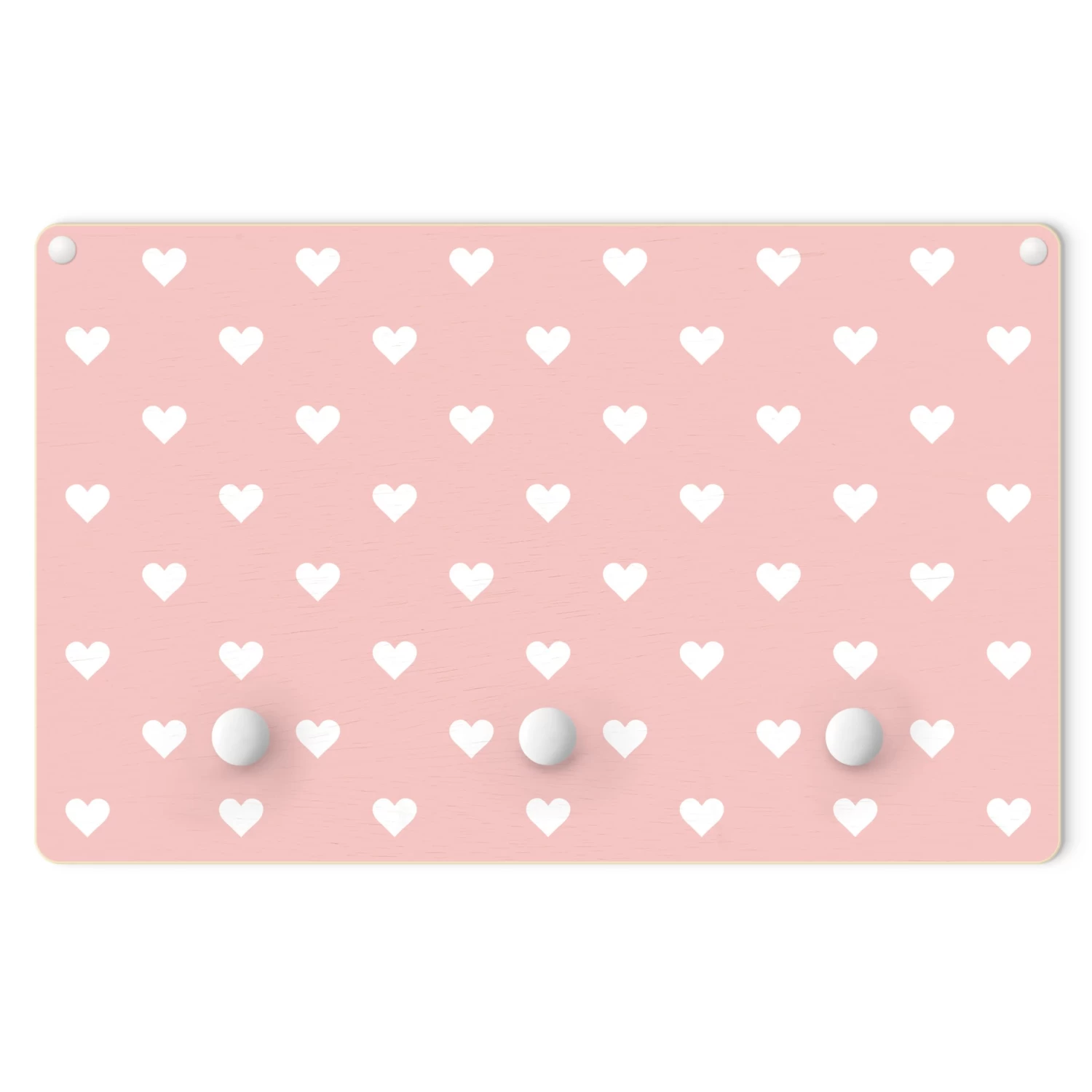 Kindergarderobe Holz - Weiße Herzen Auf Rosa In Rosa