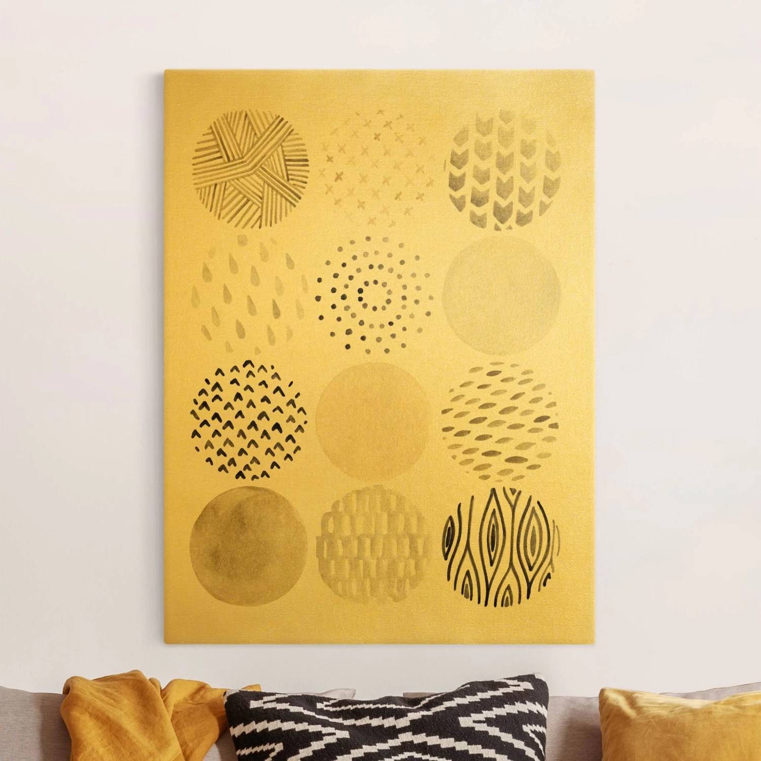 Leinwandbild Gold - Kreismuster Beige I In Creme-Beige – Bild 2