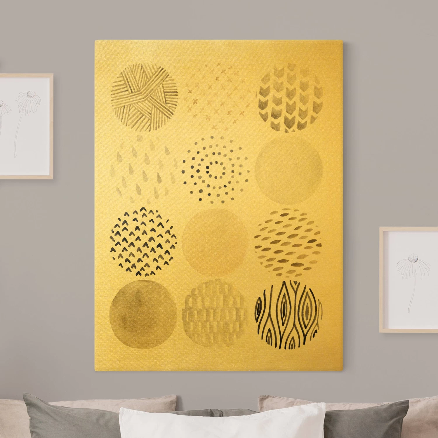 Leinwandbild Gold - Kreismuster Beige I In Creme-Beige – Bild 3