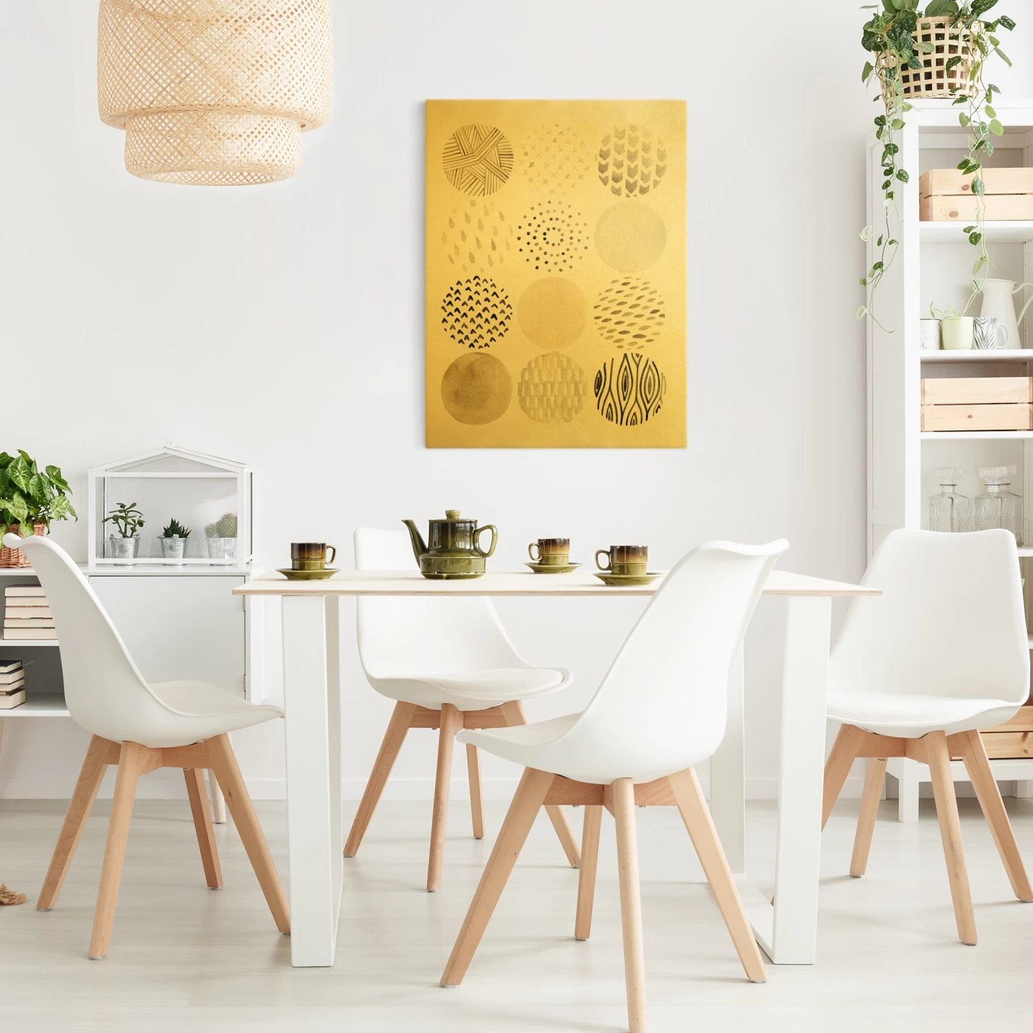 Leinwandbild Gold - Kreismuster Beige I In Creme-Beige – Bild 5