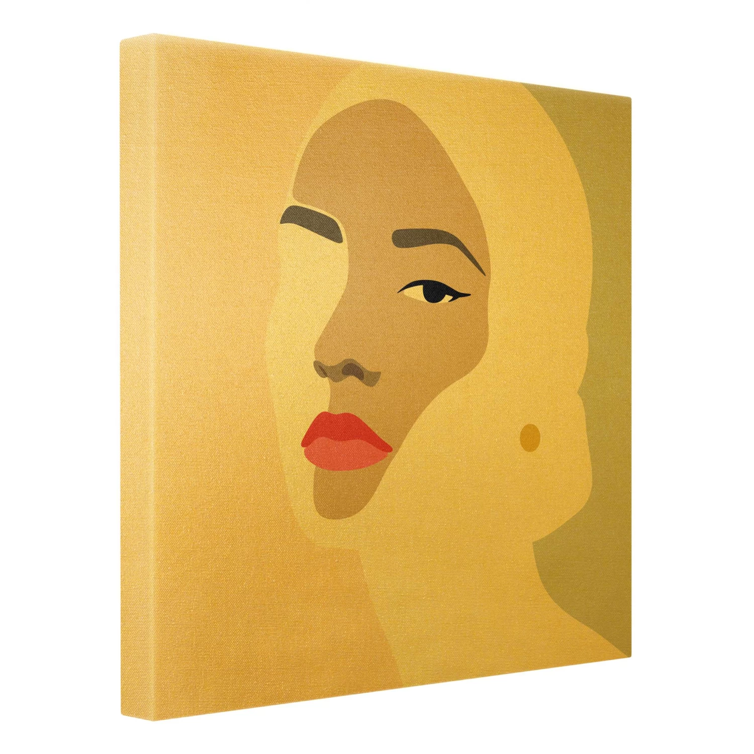 Leinwandbild Gold - Line Art Portrait Frau Pastell Grau In Creme-Beige – Bild 6