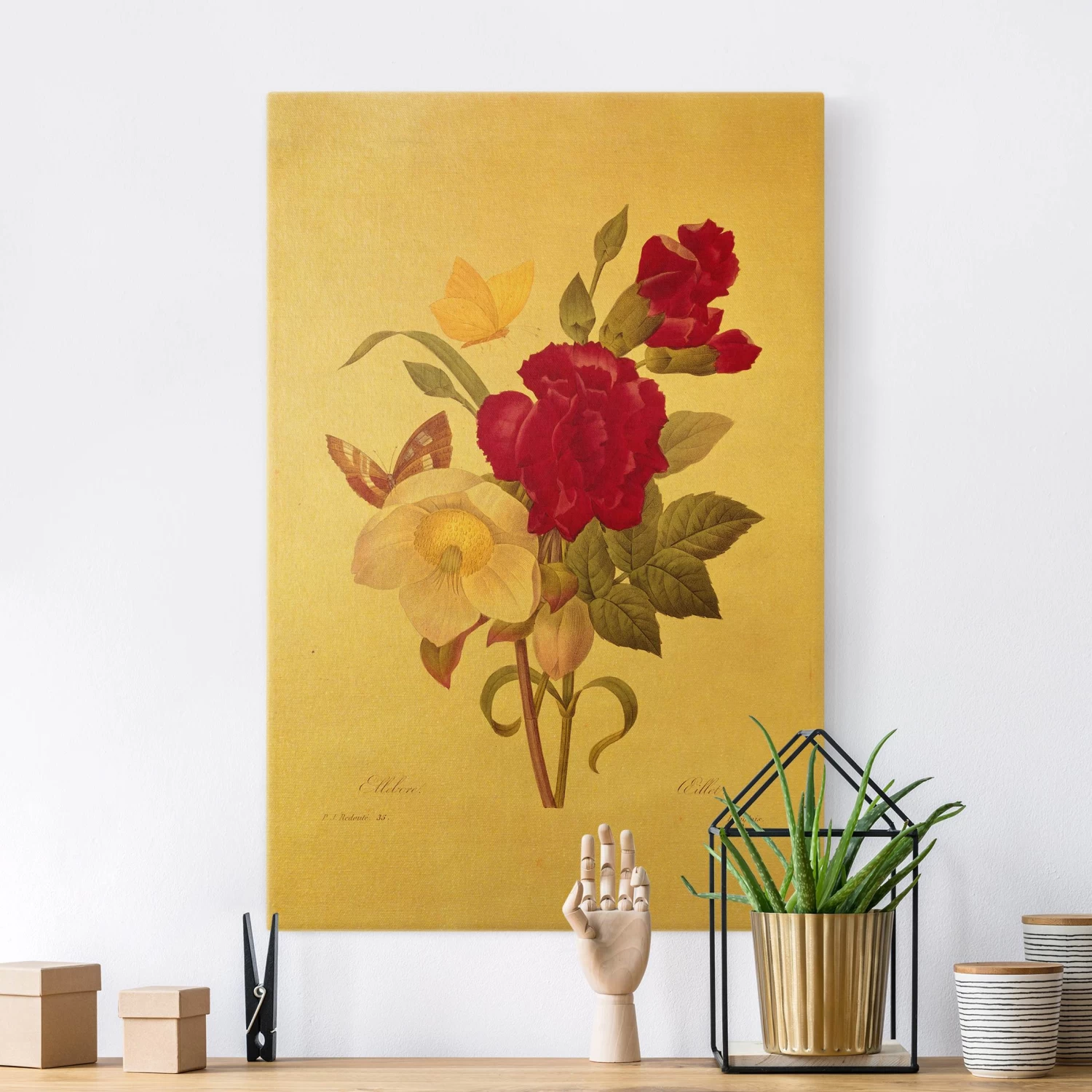 Leinwandbild Gold - Pierre Joseph Redouté - Christrosen In Pink – Bild 2