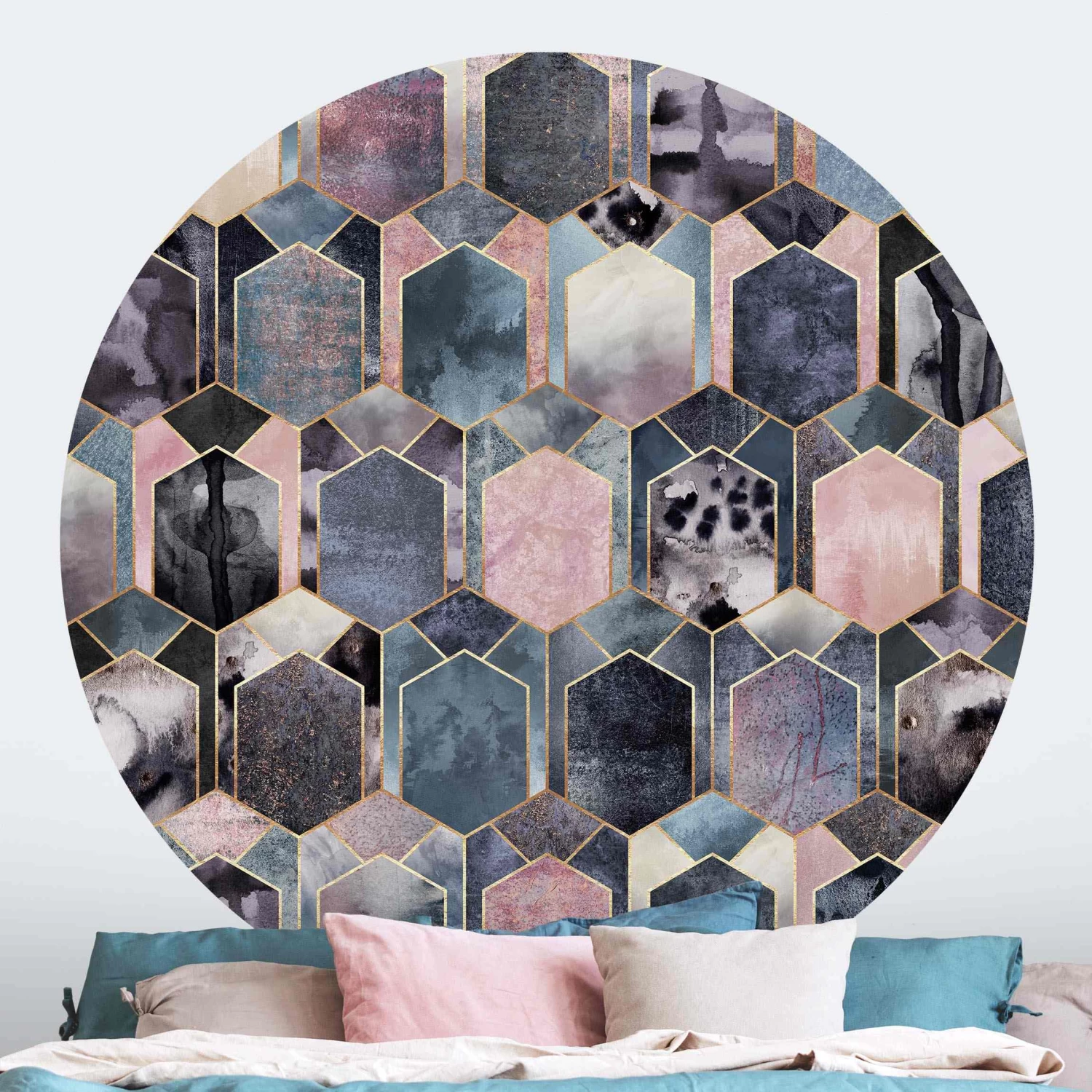 Runde Tapete - Elisabeth Fredriksson - Art Deco Marmor Gold In Gold – Bild 3