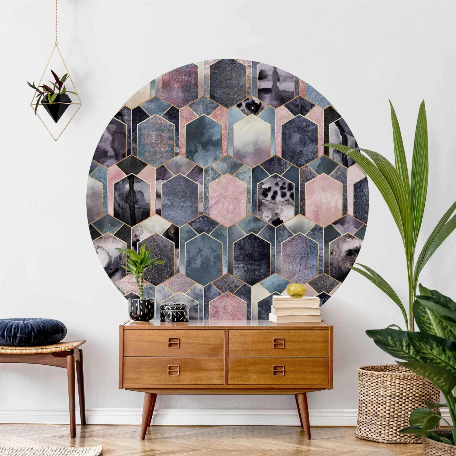 Runde Tapete - Elisabeth Fredriksson - Art Deco Marmor Gold In Gold – Bild 4