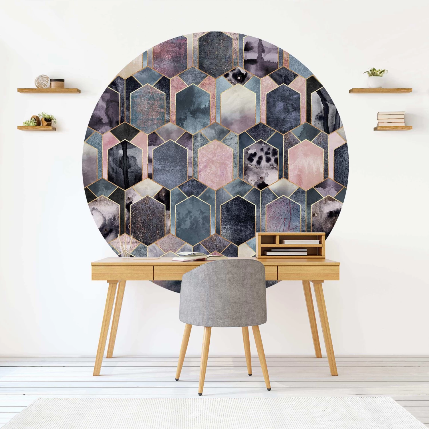 Runde Tapete - Elisabeth Fredriksson - Art Deco Marmor Gold In Gold – Bild 5