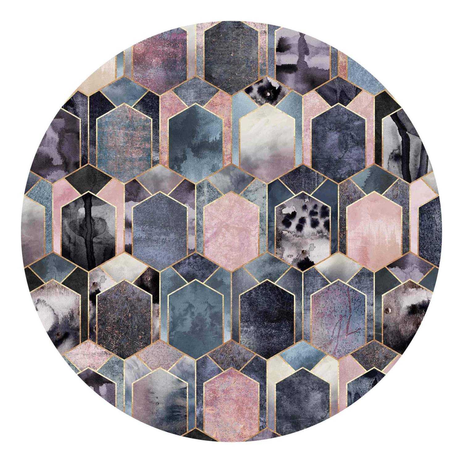 Runde Tapete - Elisabeth Fredriksson - Art Deco Marmor Gold In Gold – Bild 7