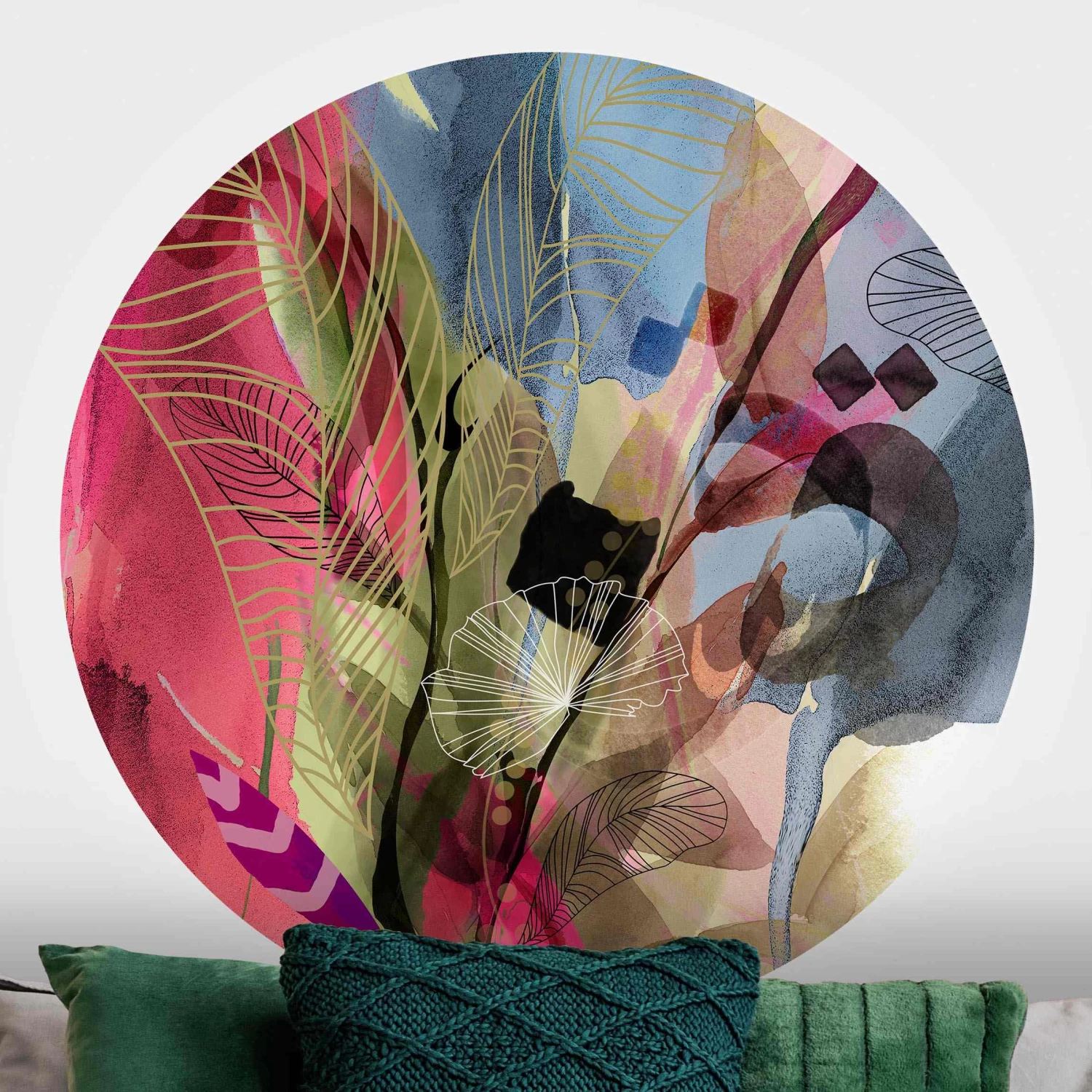 Runde Tapete - Jahreszeiten Herbstblau In Bunt – Bild 2