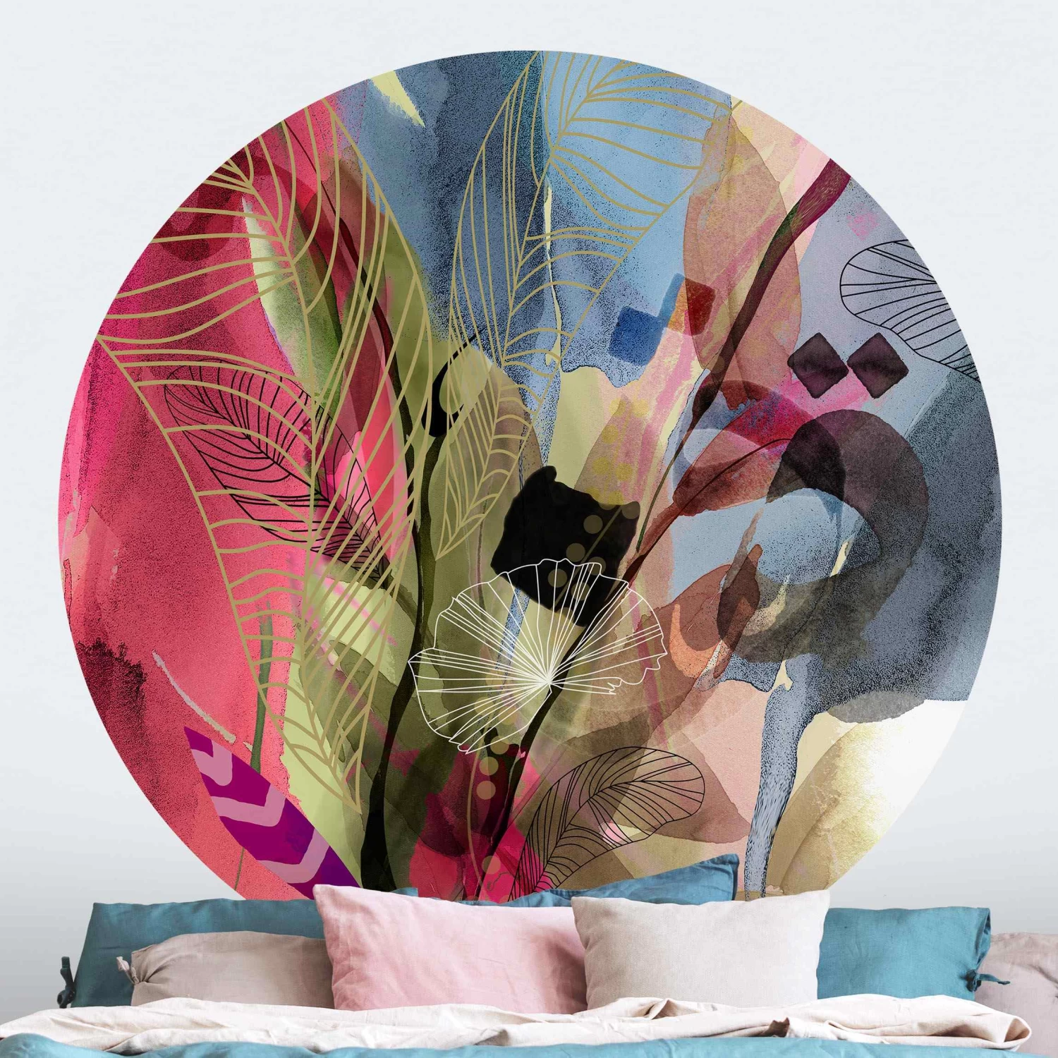 Runde Tapete - Jahreszeiten Herbstblau In Bunt – Bild 3