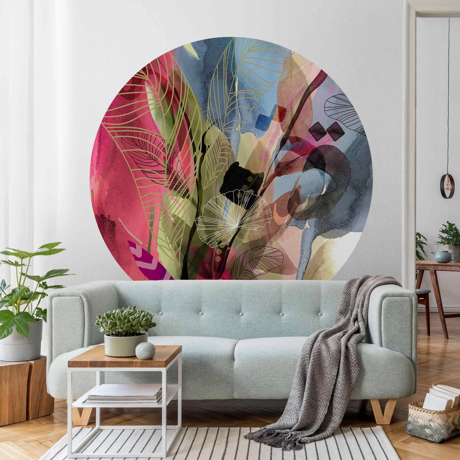 Runde Tapete - Jahreszeiten Herbstblau In Bunt – Bild 4