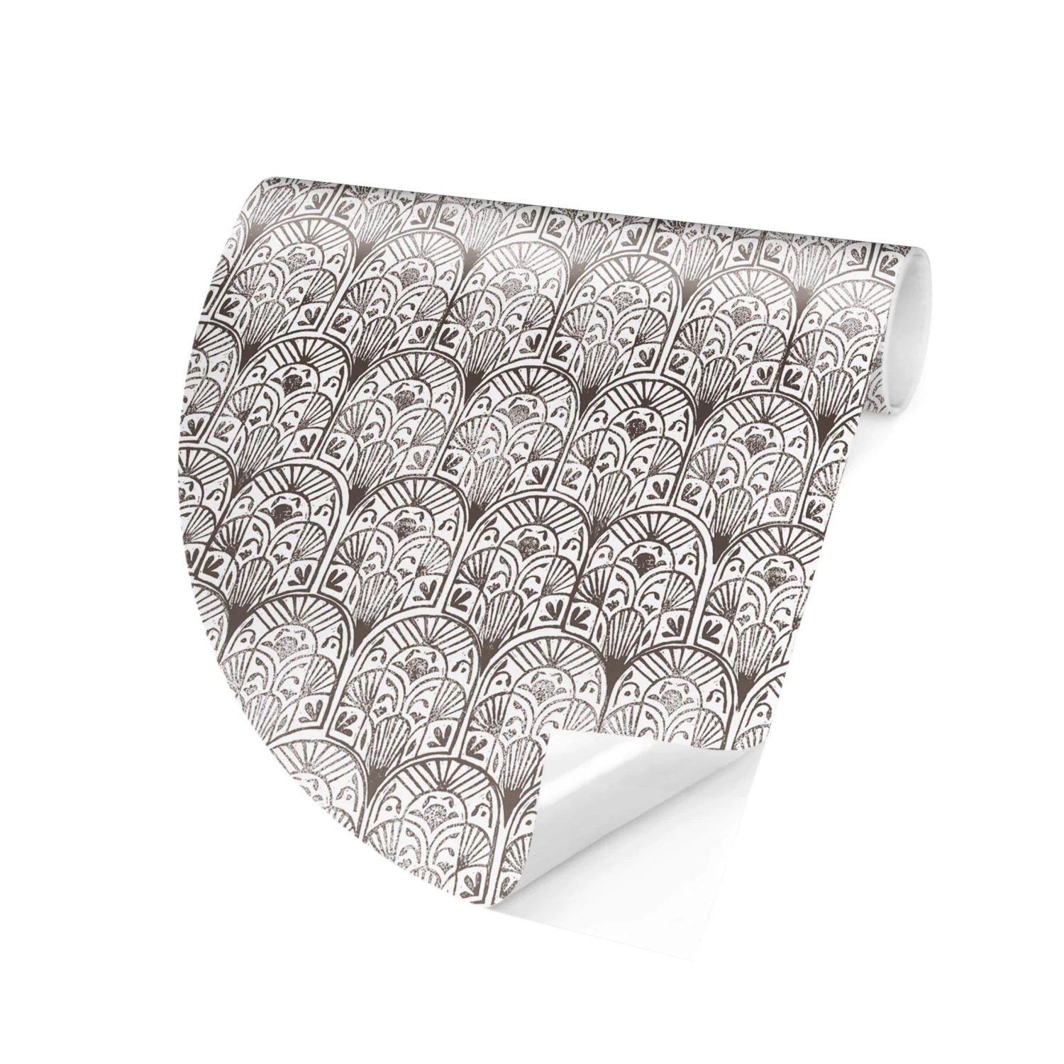 Runde Tapete - Vintage Muster Orientalische Bögen In Schwarz-Weiß – Bild 6