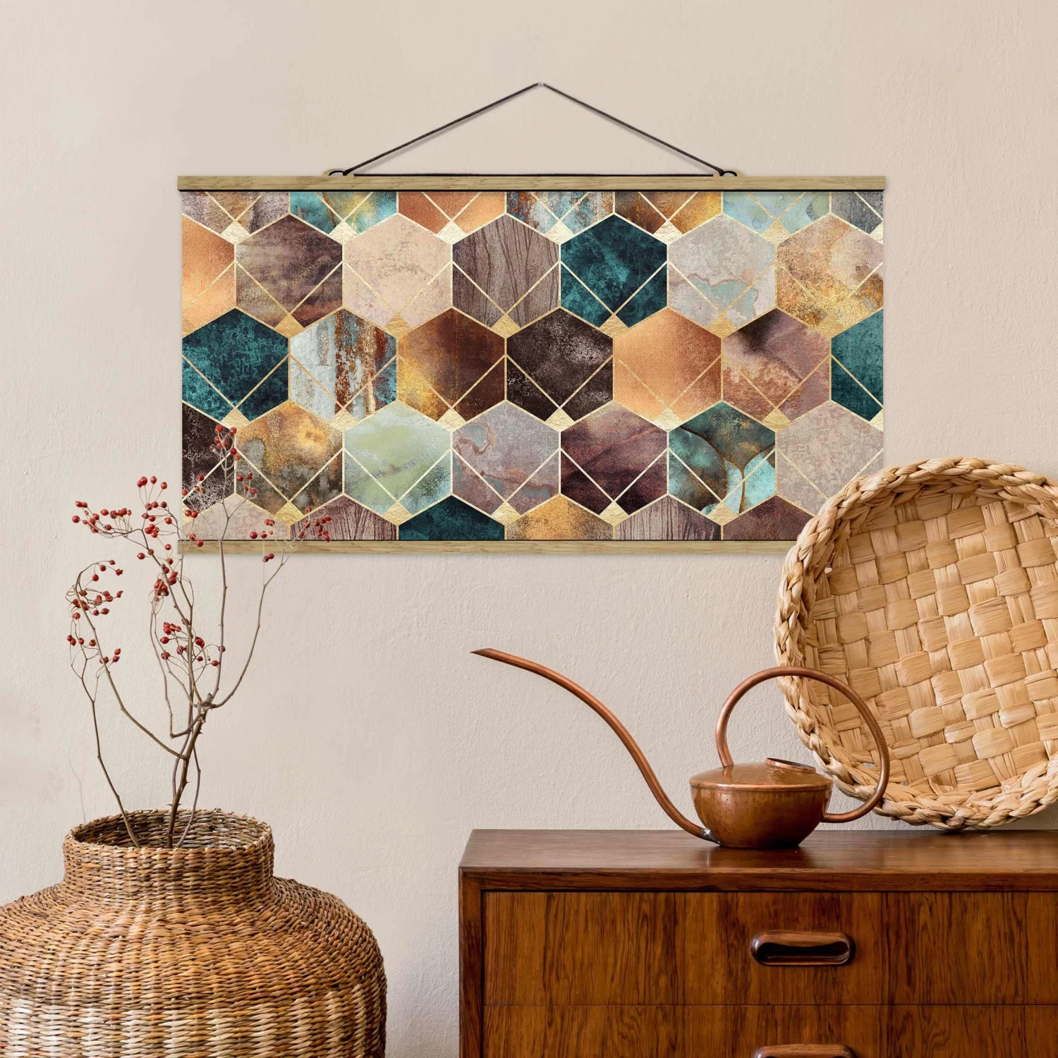 Stoffbild - Elisabeth Fredriksson - Geometrie Art Deco In Gold – Bild 2