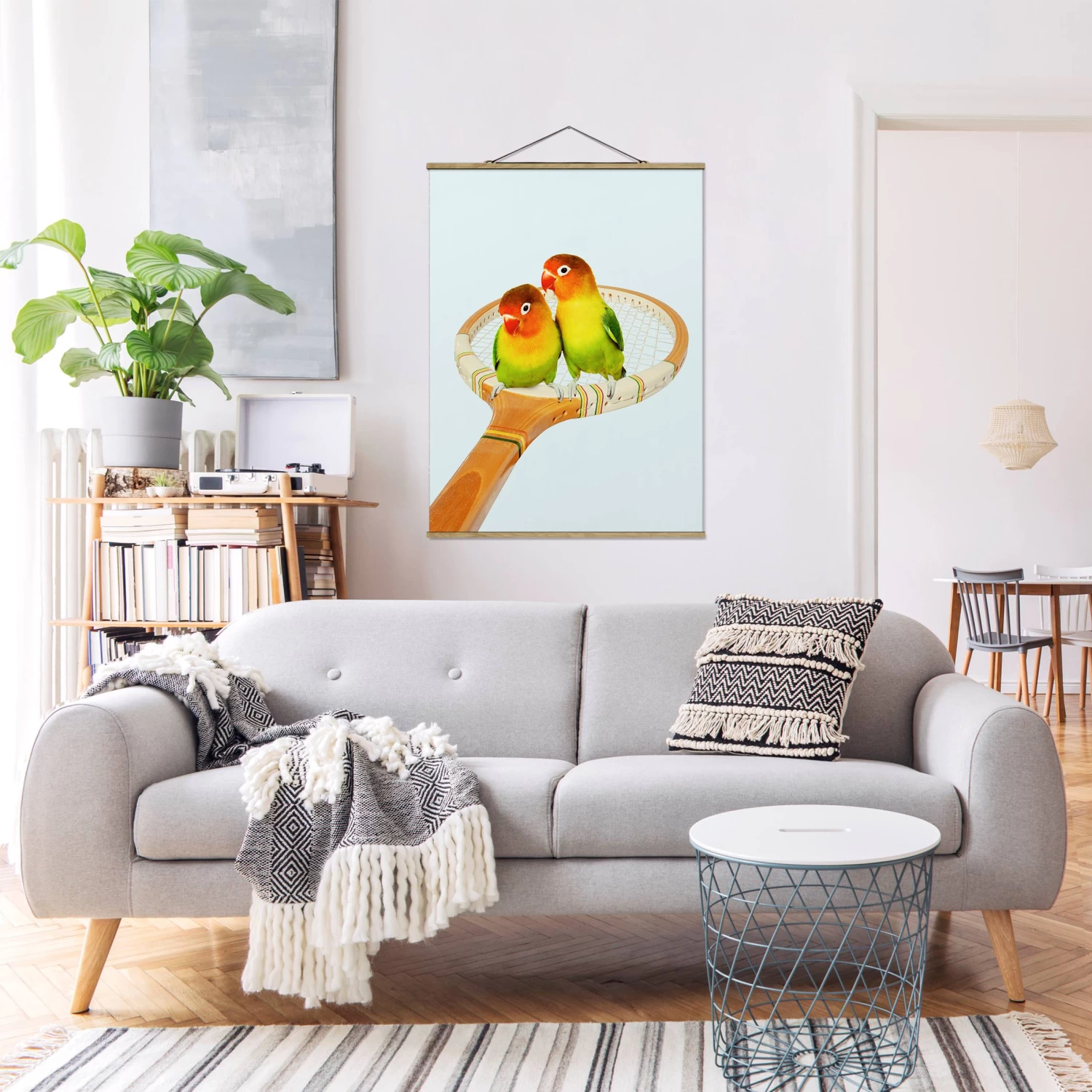 Stoffbild - Jonas Loose - Tennis Mit Vögeln In Türkis – Bild 3