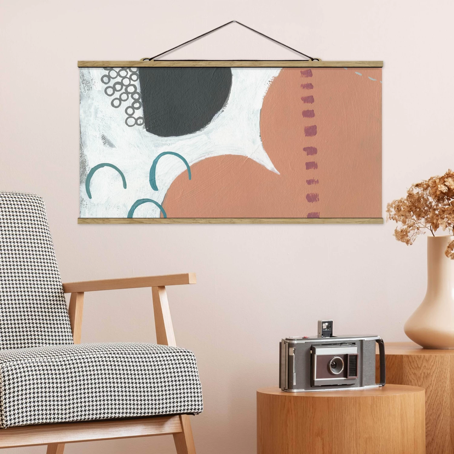 Stoffbild - Karneval Der Formen In Lachs III In Creme-Beige – Bild 2