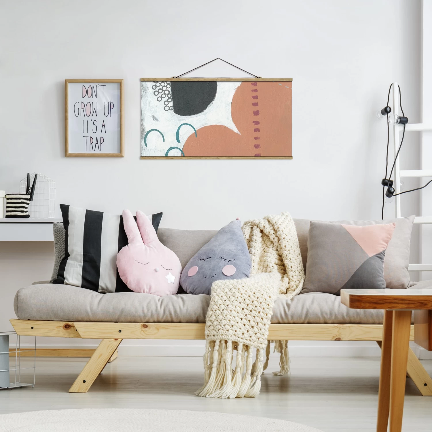 Stoffbild - Karneval Der Formen In Lachs III In Creme-Beige – Bild 3