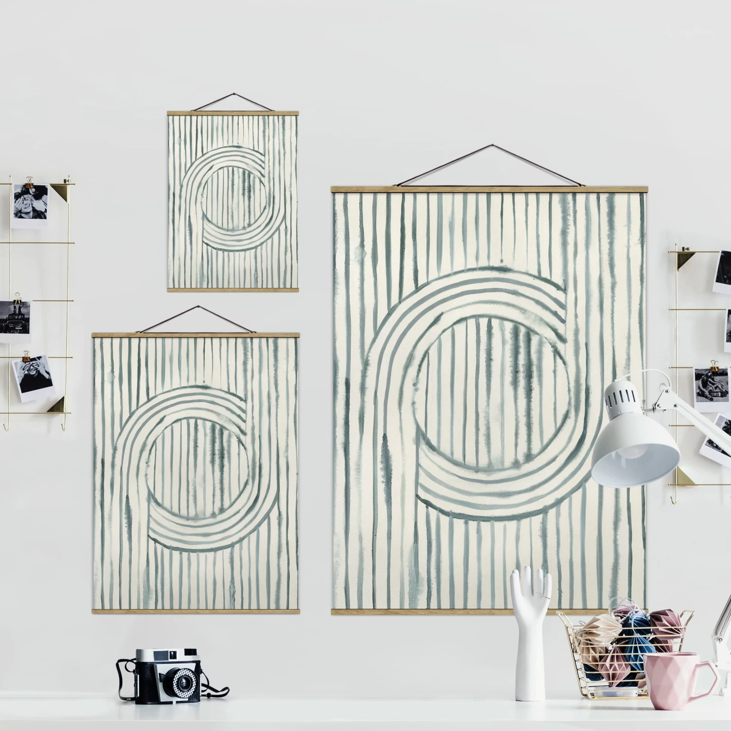 Stoffbild Mit Posterleisten - Kreisende Wasserfarben In Türkis – Bild 6