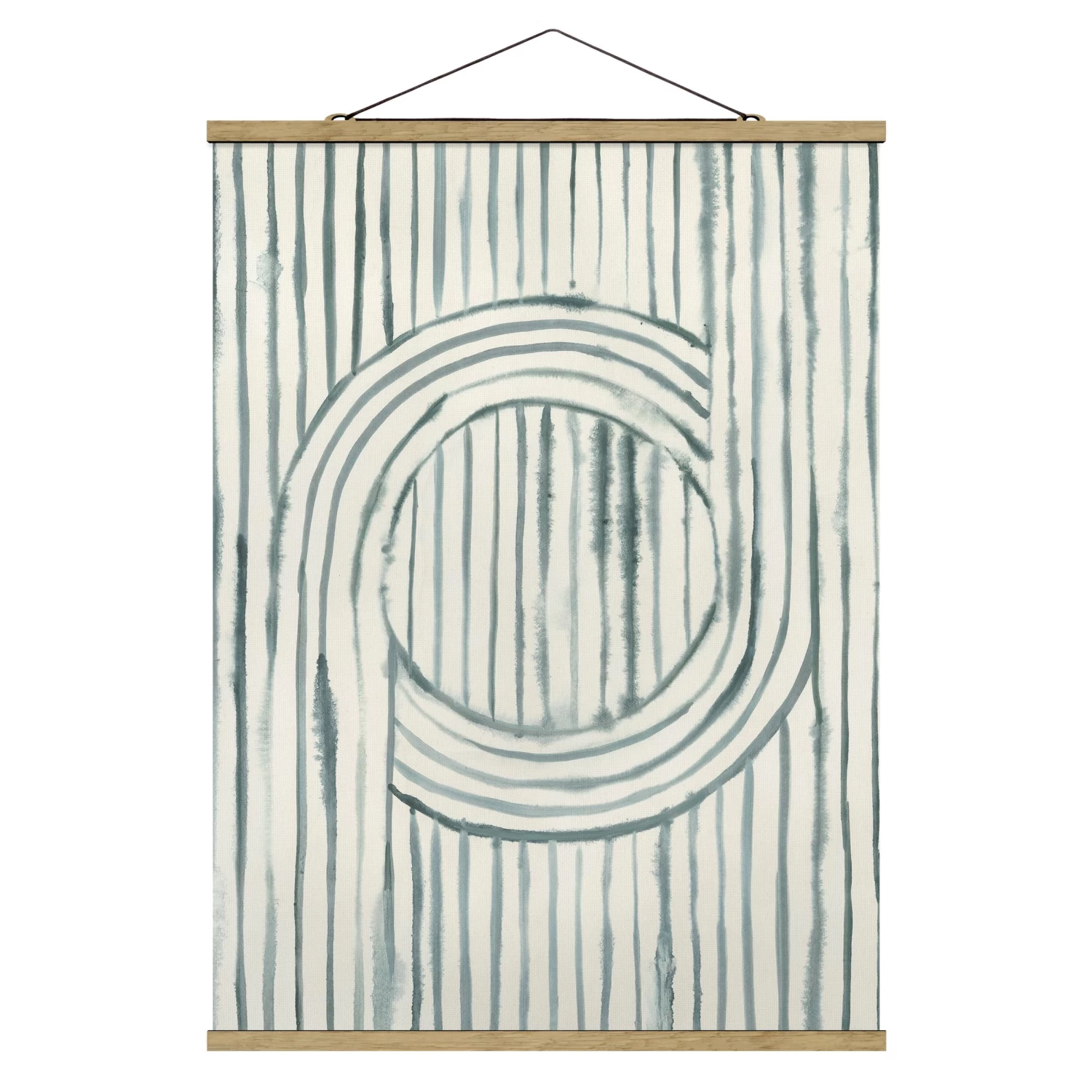 Stoffbild Mit Posterleisten - Kreisende Wasserfarben In Türkis