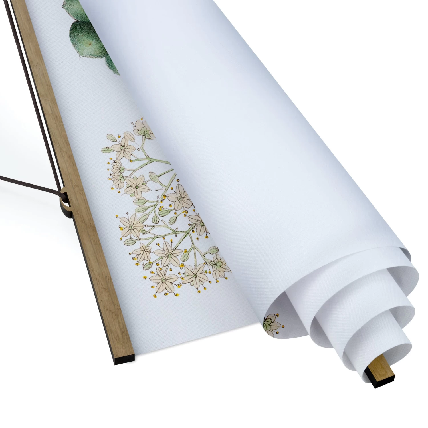 Stoffbild Mit Posterleisten - Laubwerk Mit Blüten II In Grün – Bild 6