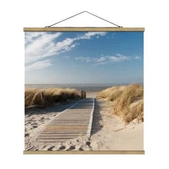 Stoffbild Mit Posterleisten - Ostsee Strand In Creme-Beige