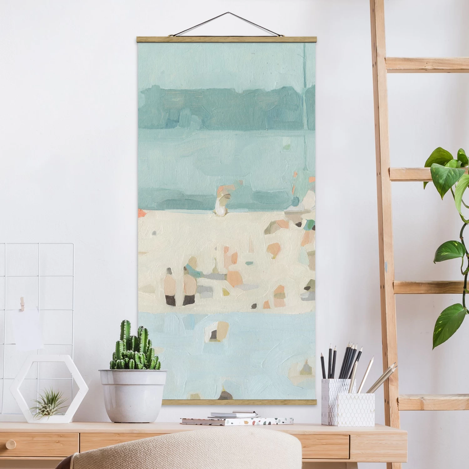 Stoffbild Mit Posterleisten - Sandbank Im Meer II In Pastell – Bild 2