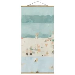 Stoffbild Mit Posterleisten - Sandbank Im Meer II In Pastell