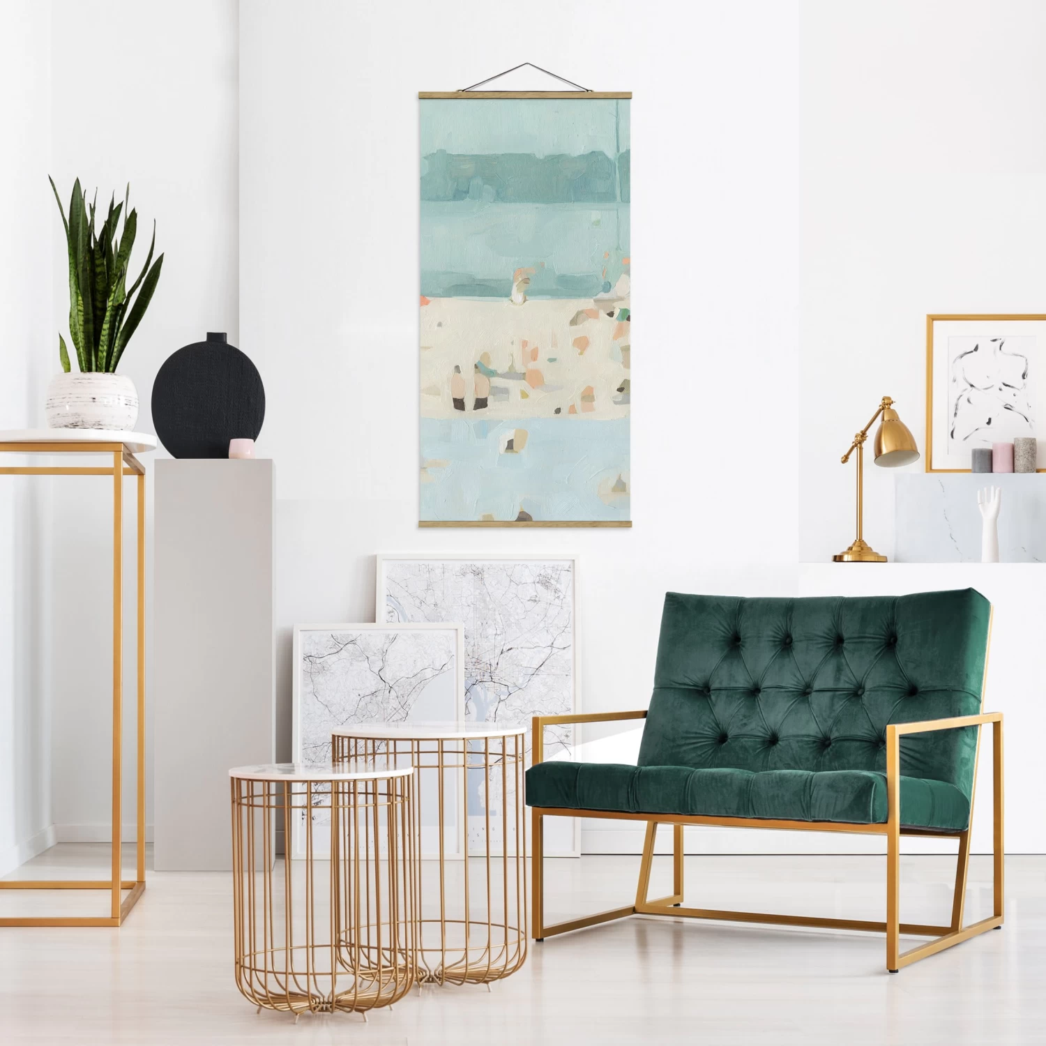 Stoffbild Mit Posterleisten - Sandbank Im Meer II In Pastell – Bild 4