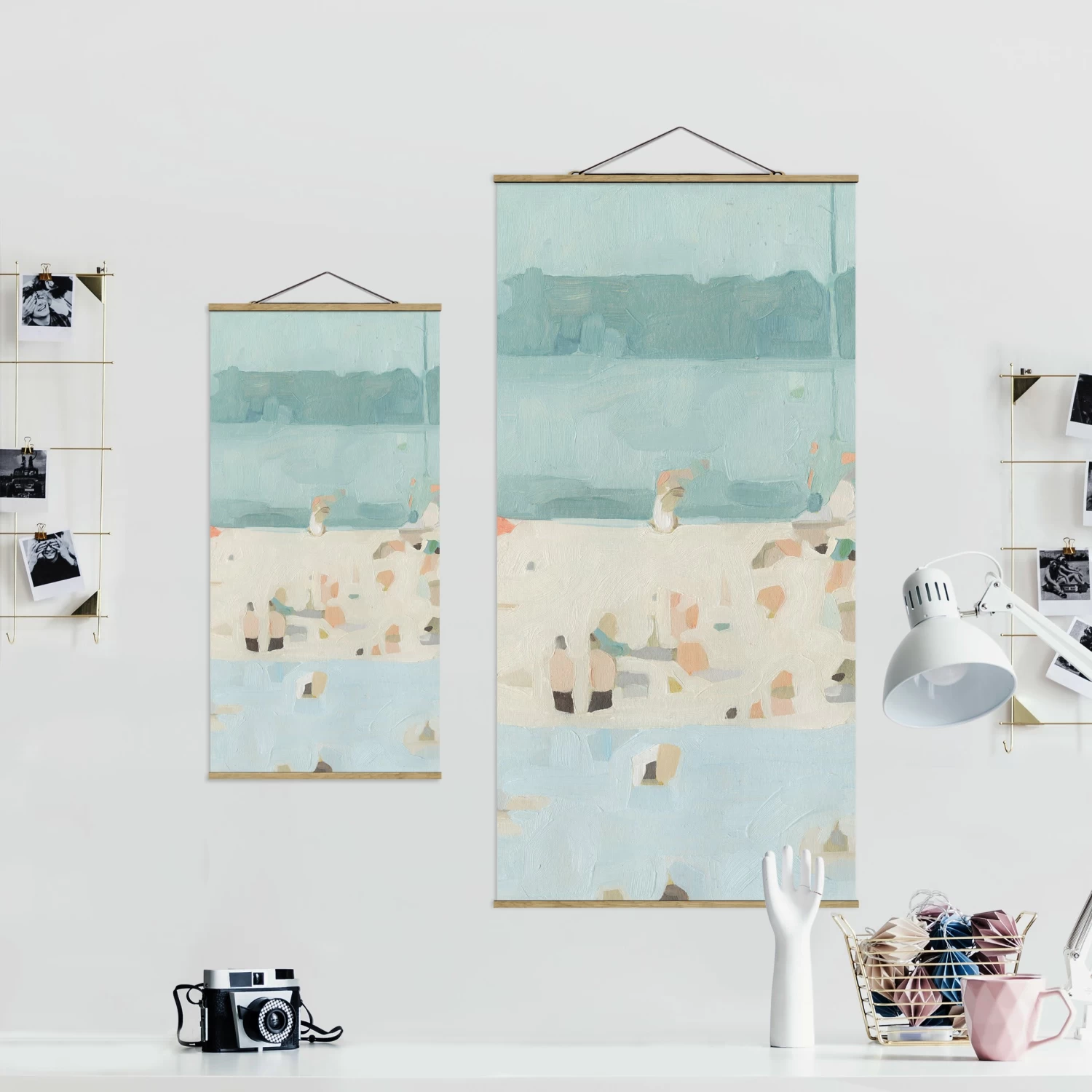 Stoffbild Mit Posterleisten - Sandbank Im Meer II In Pastell – Bild 7