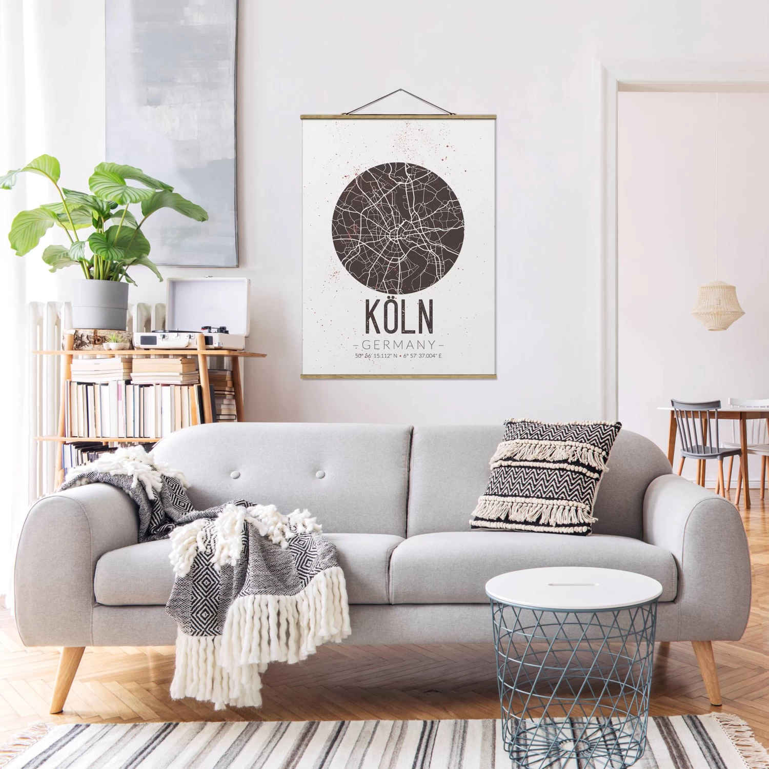 Stoffbild Mit Posterleisten - Stadtplan Köln - Retro In Braun – Bild 3