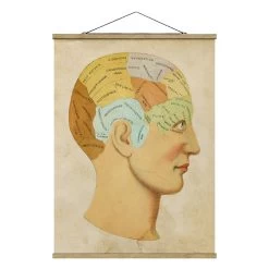 Stoffbild Mit Posterleisten - Vintage Landkarte Der Seele In Pastell