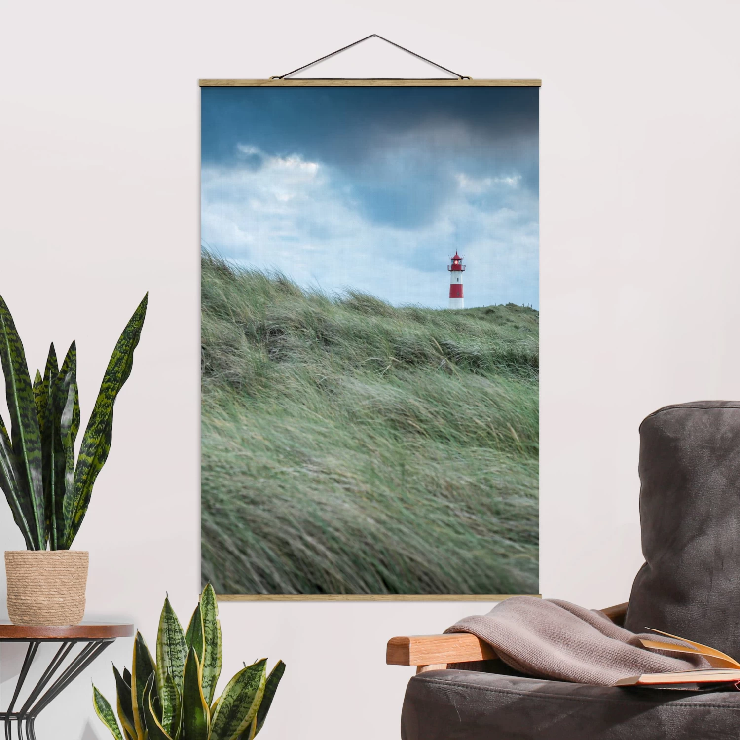 Stoffbild - Stürmische Zeiten Am Leuchtturm In Grün – Bild 2