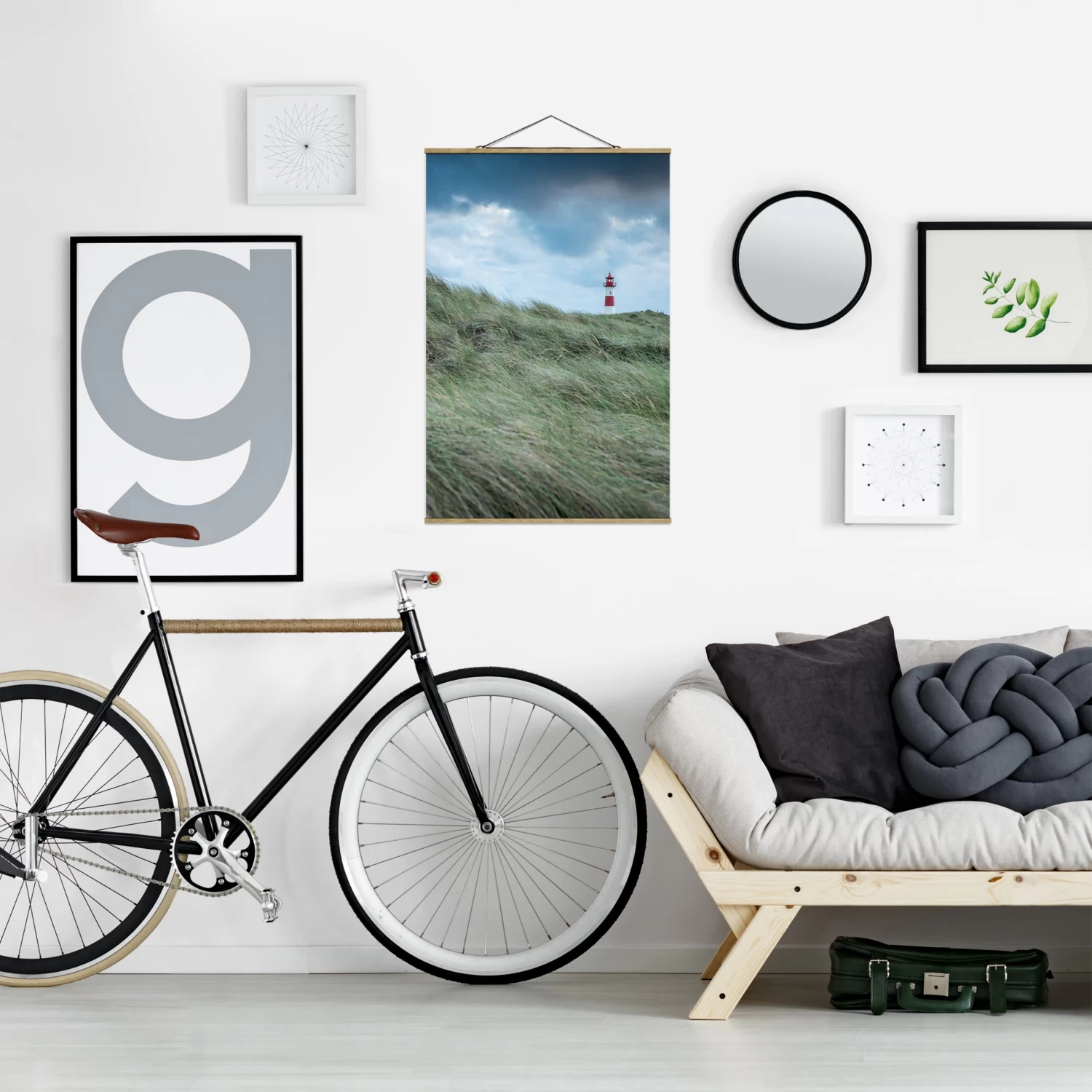 Stoffbild - Stürmische Zeiten Am Leuchtturm In Grün – Bild 3