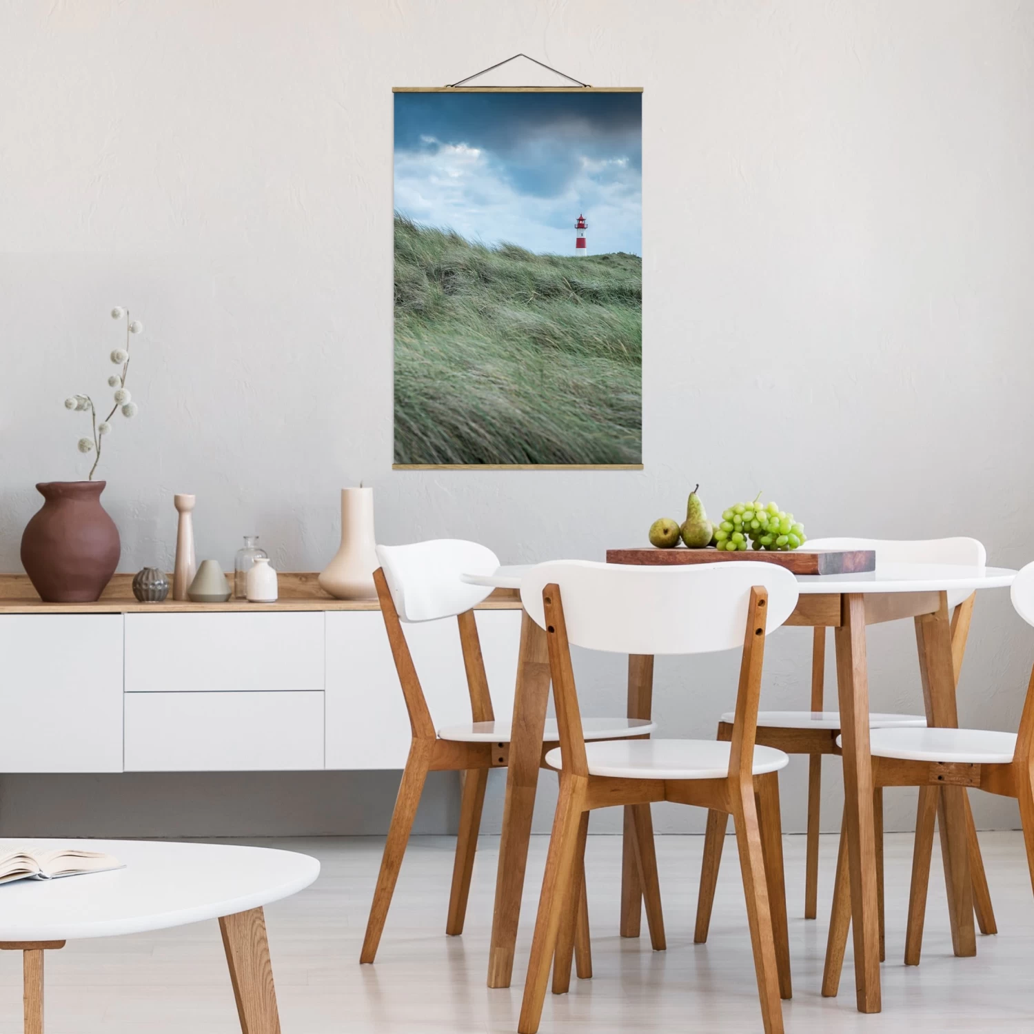 Stoffbild - Stürmische Zeiten Am Leuchtturm In Grün – Bild 4