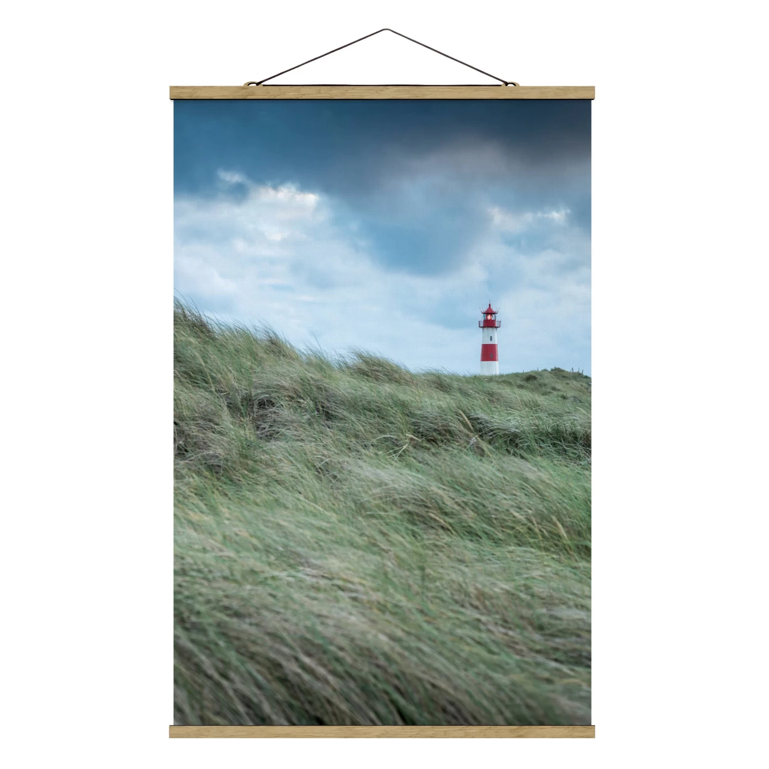 Stoffbild - Stürmische Zeiten Am Leuchtturm In Grün