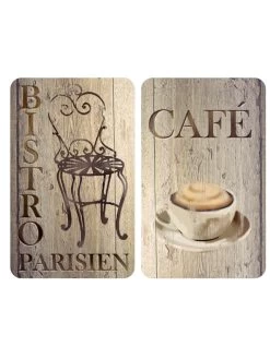 Wenko Herdabdeckplatte Universal Bistro 2er Set In Braun