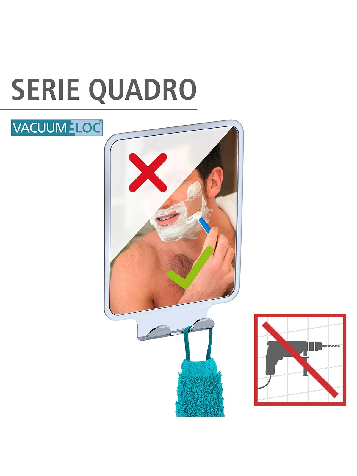 Wenko Vacuum-Loc® Antibeschlagspiegel Quadro In Glänzend – Bild 13