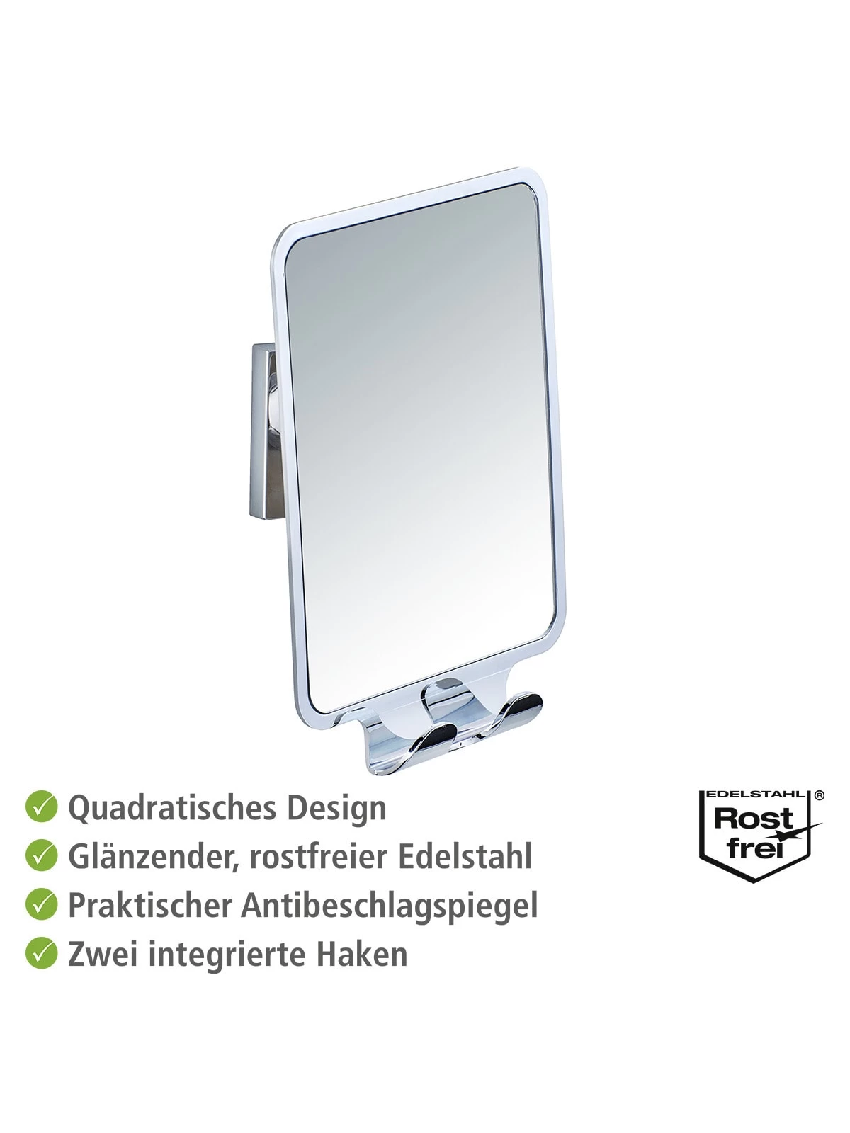 Wenko Vacuum-Loc® Antibeschlagspiegel Quadro In Glänzend – Bild 3